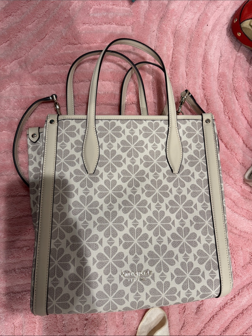 kate spade Cream and Gray Floral Tote
